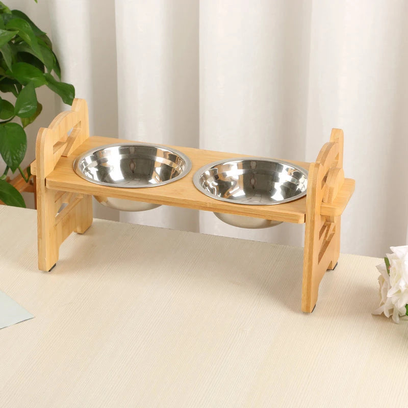 Middlepet™ Adjustable Bamboo Pet Bowl Stand - The Stylish, Eco-Friendly Feeding Solution for Your Pets!