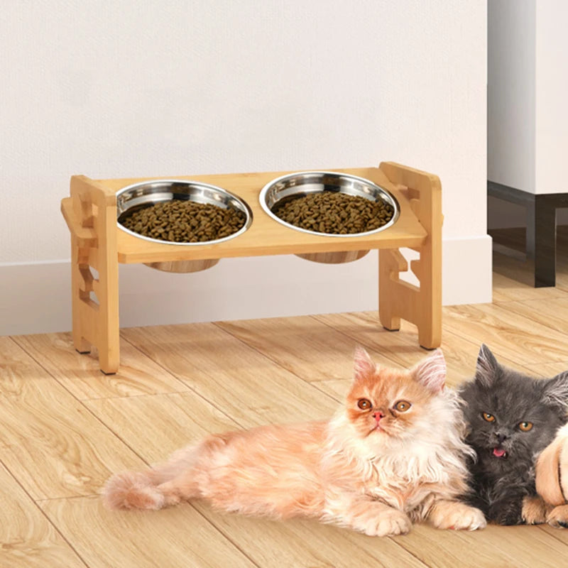 Middlepet™ Adjustable Bamboo Pet Bowl Stand - The Stylish, Eco-Friendly Feeding Solution for Your Pets!