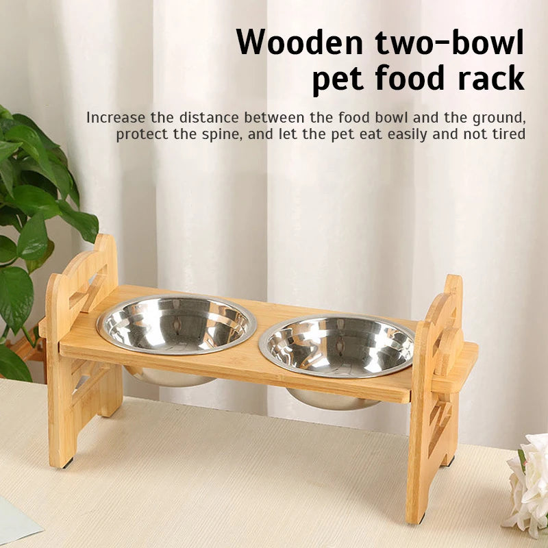 Middlepet™ Adjustable Bamboo Pet Bowl Stand - The Stylish, Eco-Friendly Feeding Solution for Your Pets!