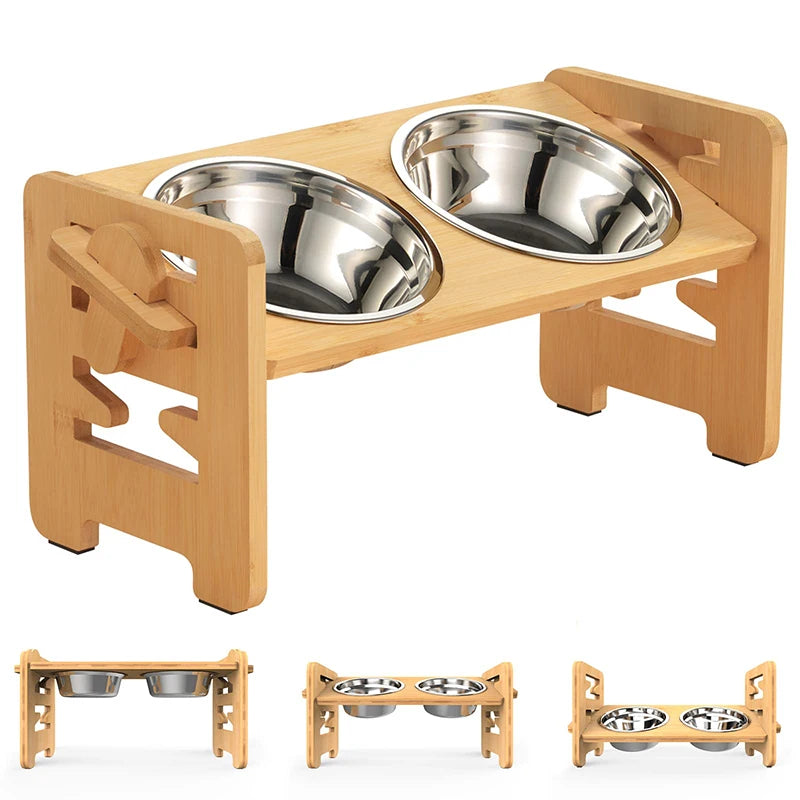 Middlepet™ Adjustable Bamboo Pet Bowl Stand - The Stylish, Eco-Friendly Feeding Solution for Your Pets!