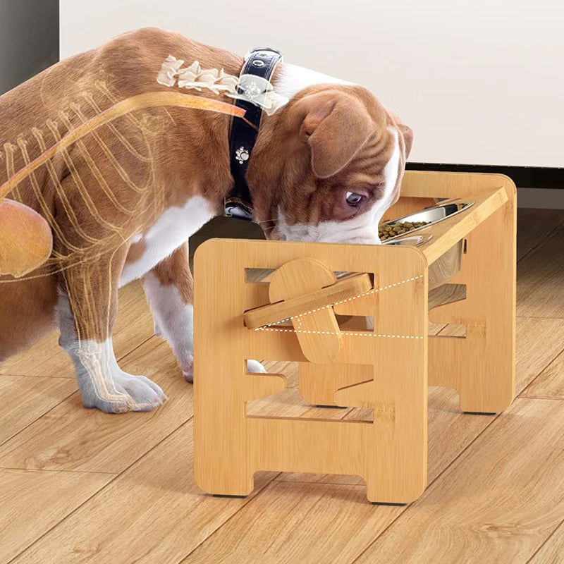 Middlepet™ Adjustable Bamboo Pet Bowl Stand - The Stylish, Eco-Friendly Feeding Solution for Your Pets!