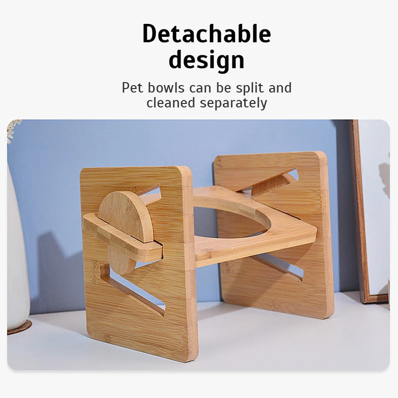 Middlepet™ Adjustable Bamboo Pet Bowl Stand - The Stylish, Eco-Friendly Feeding Solution for Your Pets!