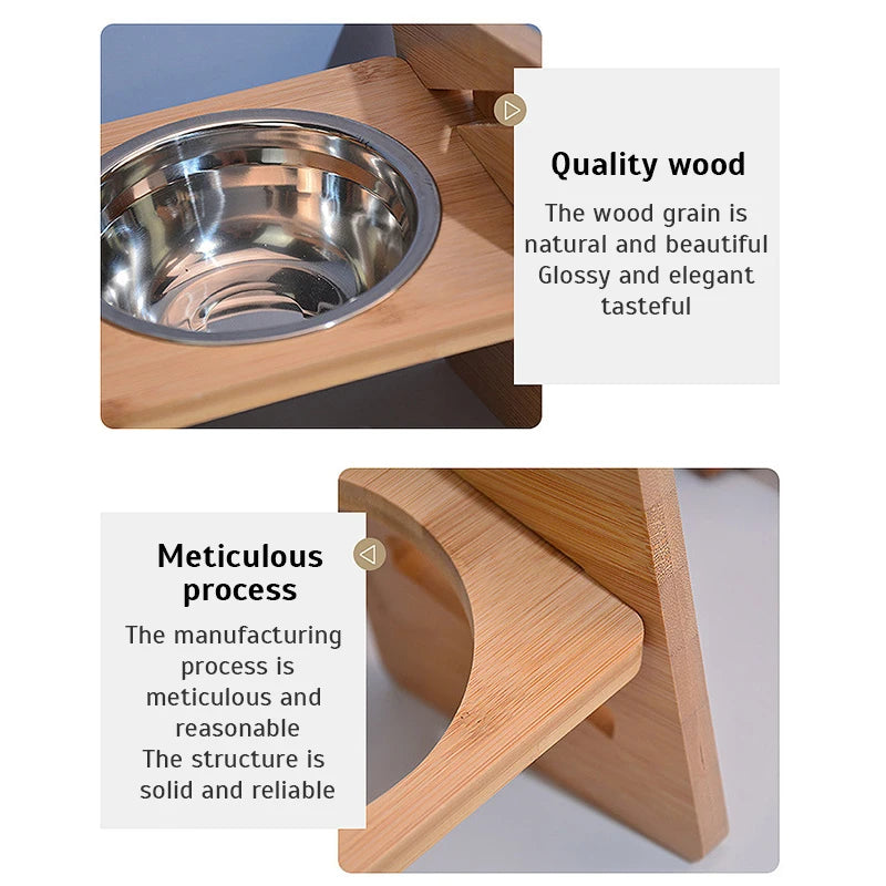 Middlepet™ Adjustable Bamboo Pet Bowl Stand - The Stylish, Eco-Friendly Feeding Solution for Your Pets!