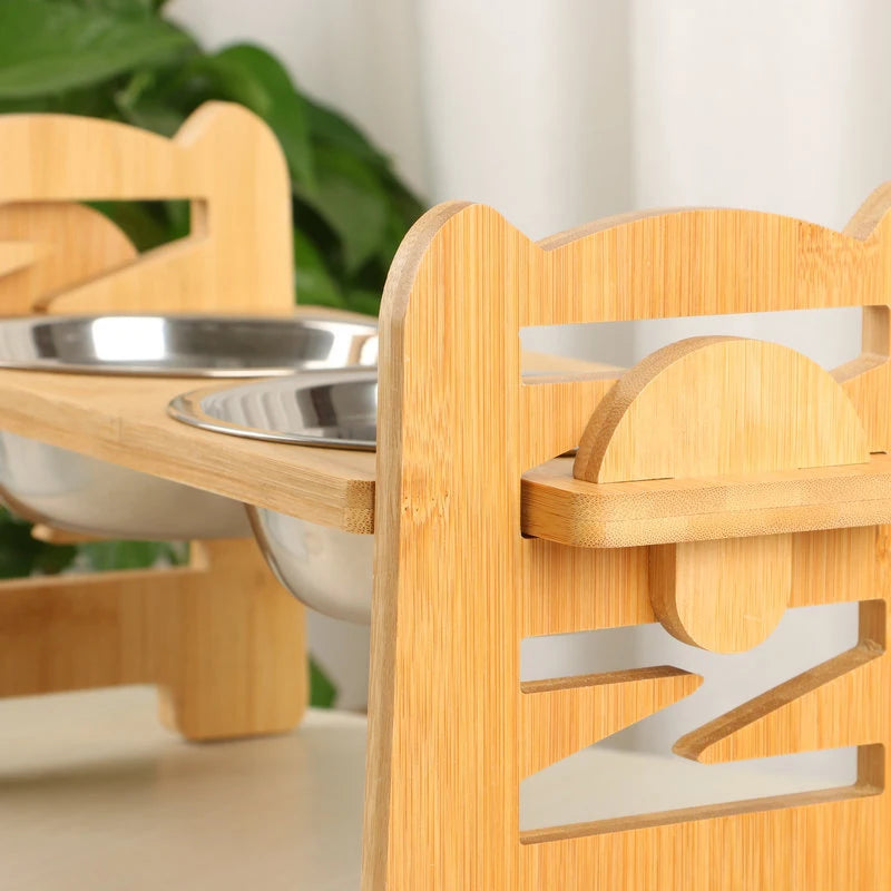 Middlepet™ Adjustable Bamboo Pet Bowl Stand - The Stylish, Eco-Friendly Feeding Solution for Your Pets!