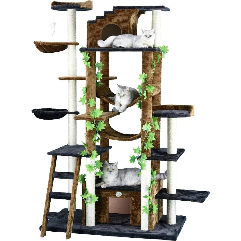 Go Pet Club 77-Inch Cat Tree, Brown/Black