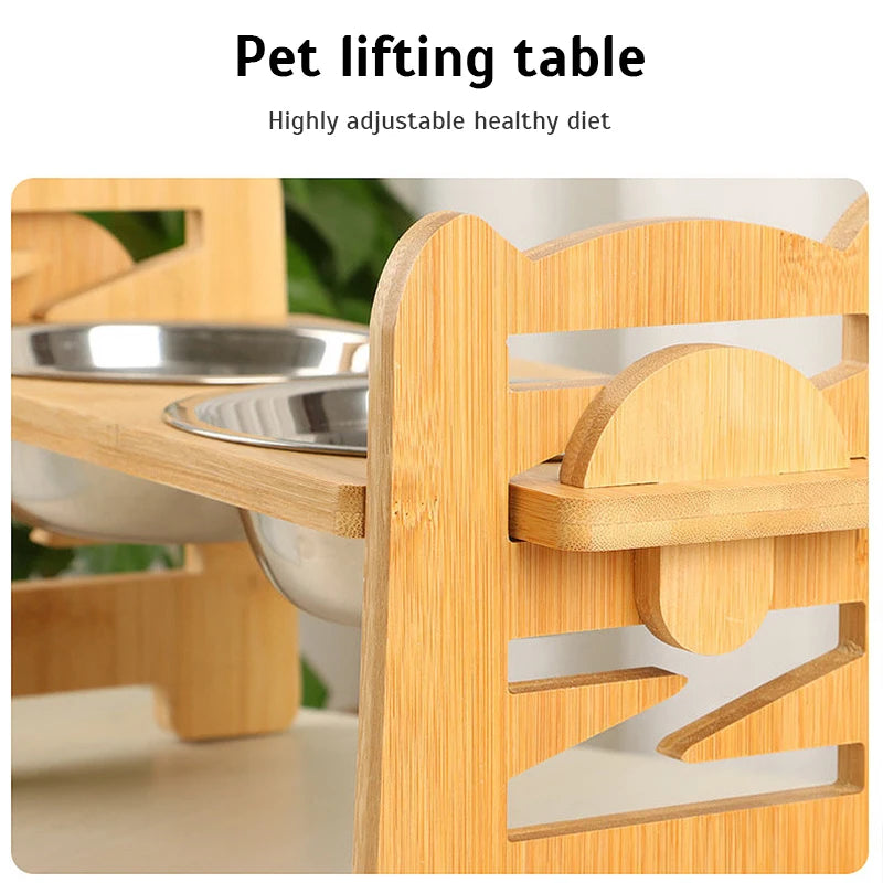 Middlepet™ Adjustable Bamboo Pet Bowl Stand - The Stylish, Eco-Friendly Feeding Solution for Your Pets!