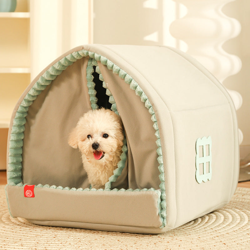 Middlepet™ - Dog House Bed with Double Curtains - MP